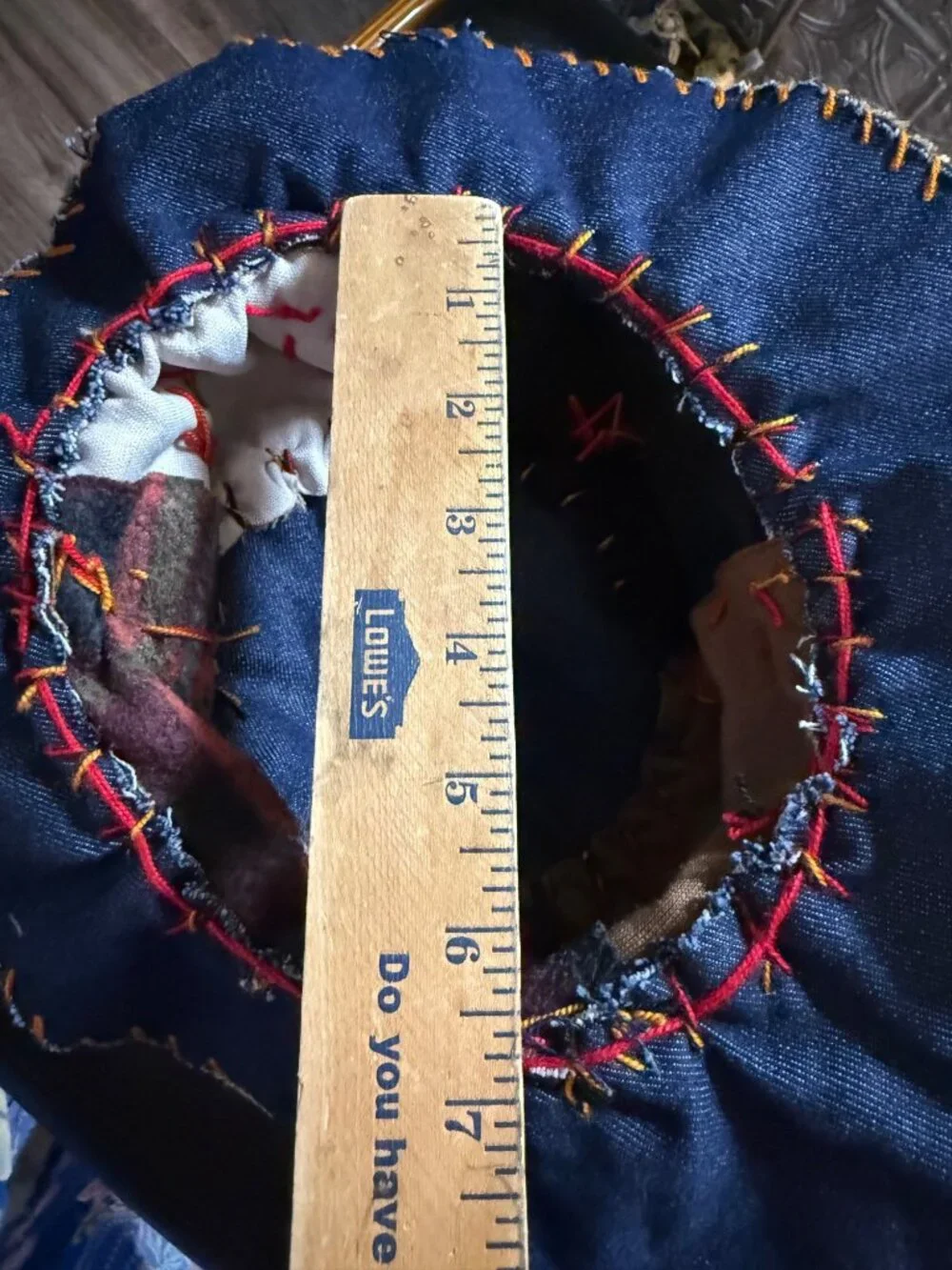 Artisan Patchwork Burlap Fabric Bucket Hat Decorative Stitching Boho Costume O/S